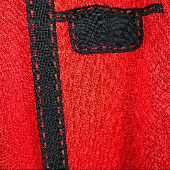 Ming Wang Open Front Jacket-Red Black Textured Fabric-Size Small - Picture 5 of 8